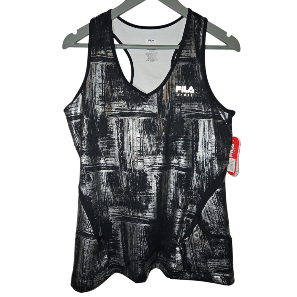 FILA Sport Black‎ Racerback Built-in Bra Large NWT